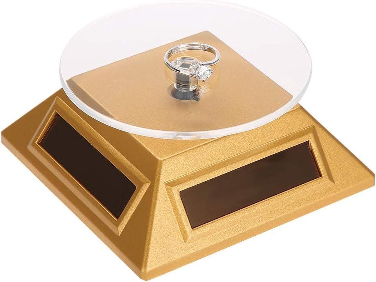 Allecto - Sieradendisplay standaard - Roterend - Zonne-energie - 360° - Organizer - Display - Horloge en telefoon - Zwart - Geschikt voor tentoonstelling.