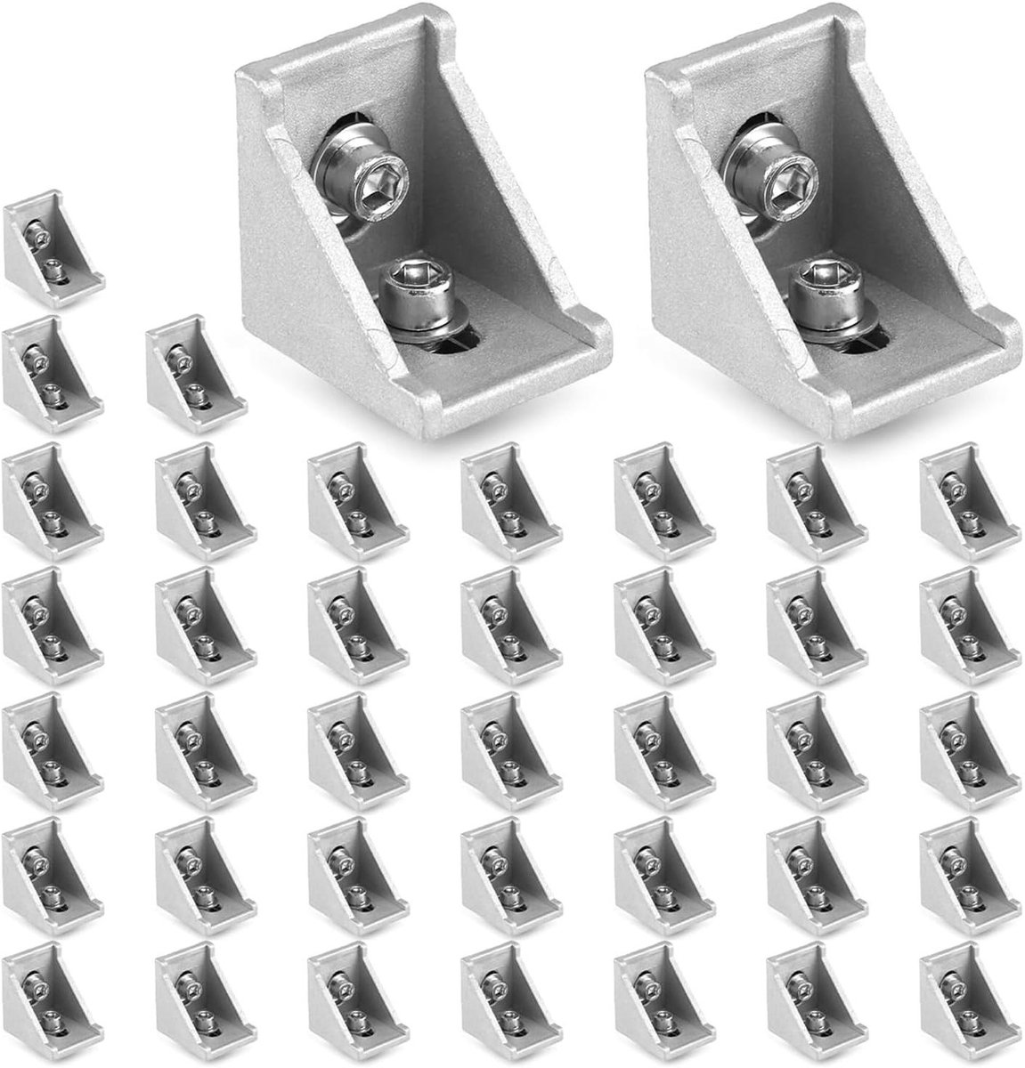 Allecto- Hoekbevestiging Profiel Aluminium - Bevestigingsmateriaal - Hoekprofiel - Haakse Muurbeugel - Aluminium Profiel - 30x30 Groef 8 - Geschikt voor Aluminium Profiel - 40 stuks Bevestigingsmateriaal Aluminium Profiel
