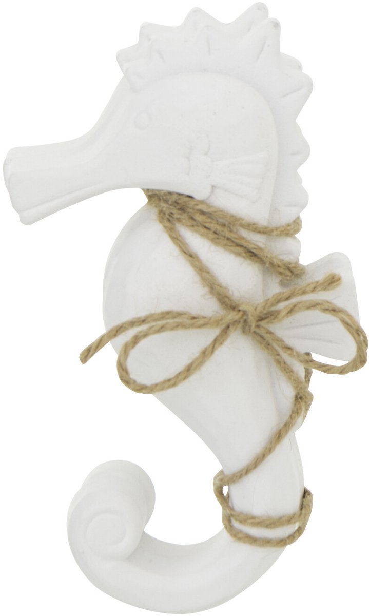 decoratie Zeepard - hout - wit - set van 2