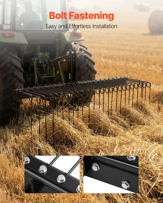 VEVOR Gazonmaaierhark 150cm, Gazoneg met 26 Veertanden, Gazonbeluchter voor Tractoren Categorie 1, Verticuteermachine met Driepuntsophanging, Tractoropzetstuk voor Bladeren en Dennennaalden van Merkloos	 — afbeelding 3
