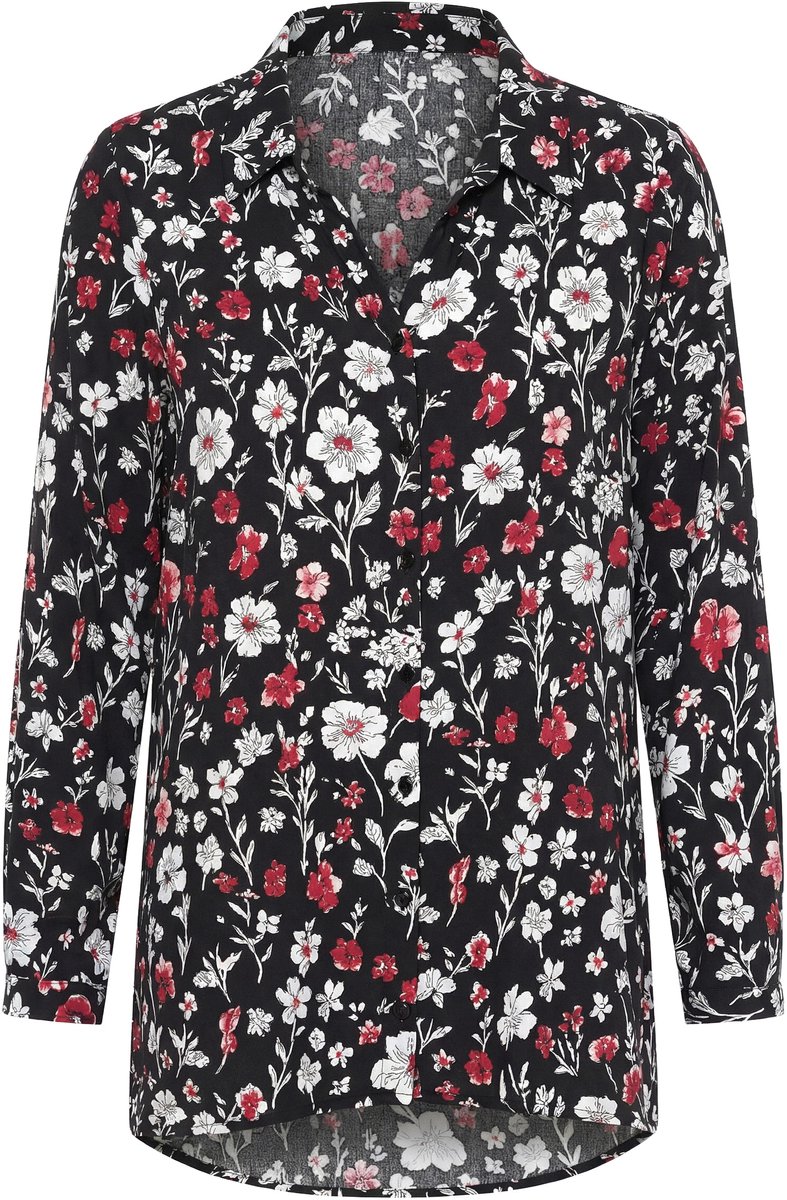 MIAMODA - Dames - Blouse A-lijn strikjesprint lange mouwen - Donkerrood - Maat 58