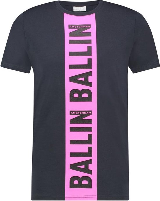 Ballin Amsterdam Chest Logo Stroke T-shirt Navy Pink | bol.com