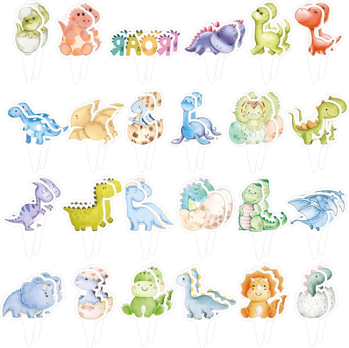 48 stuks dinosaurus baby feestdecoraties - dinosaurus thema cupcake toppers voor baby shower - schattige dinosaurus taartdecoraties