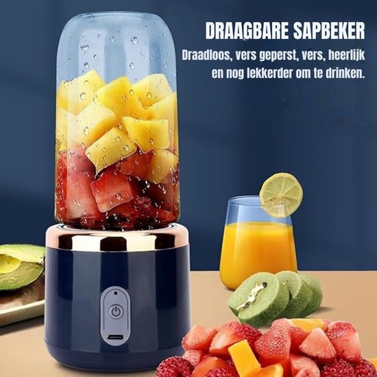 Aurixi® Blender To Go - Blender smoothie - Draagbare Blender To Go - Smoothie Machine - Milkshake Maker 400ml - Oplaadbare blender -2 in 1- Blender en Drinkglas - Portable Travel Blender - Blender voor Onderweg - Blauw - 13cmx 110cm x 150cm van Aurixi — afbeelding 2
