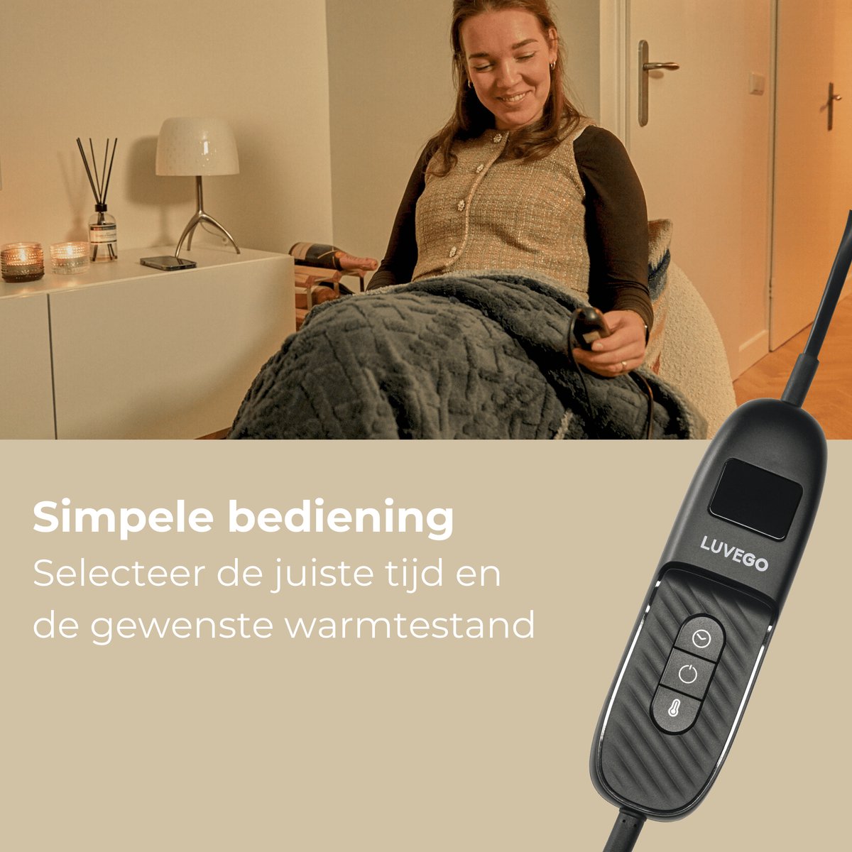 Luvego Elektrische Deken XL - Bovendeken & Warmtedeken - 180x130CM - 1 of 2 persoons - TÜV GS - Omslagdeken & Knuffeldeken - 9 Warmtestanden met Timer - 160W - Wasbaar - Verwarmingsdeken Fleece Plaid - Grijs – foto 8
