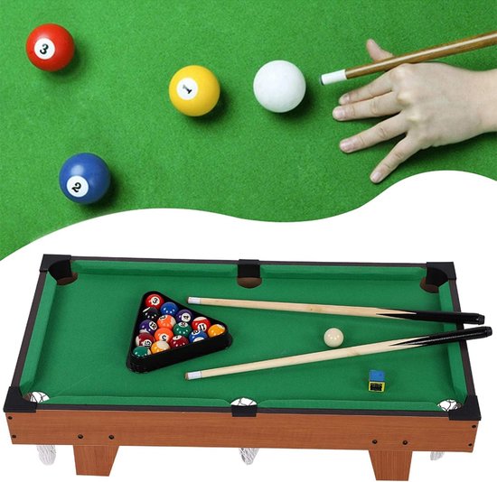 Kindercue Pooltafel - Mini Biljart - Recreatief Plezier - Compact & Draagbaar - 72 x 39 x 10 cm - Houtkleur — afbeelding 3