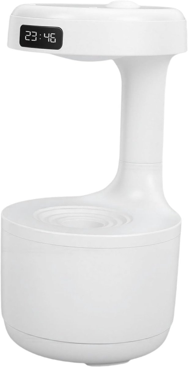 Luchtbevochtiger Klok - Mist Diffuser - Slaapkamer Bureau - Anti-zwaartekracht Effect - 800ml Capaciteit - Wit