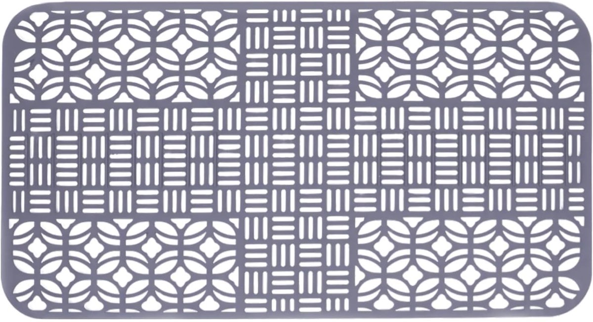 Gootsteenmat - Keukenmat - Vaat Beschermen - Hittebestendig Sneldrogend - 66 x 355 cm - Grijs