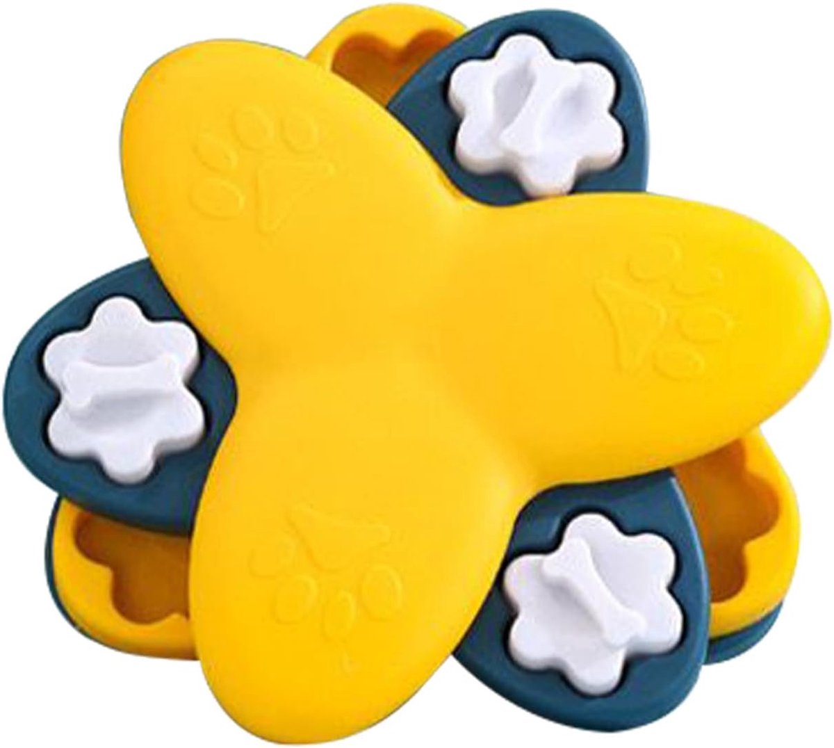 Honden Voer Puzzel - Interactief Speelgoed - Mentale Stimulatie - 3-Laags Roterend - 25x23x5 cm - Geel