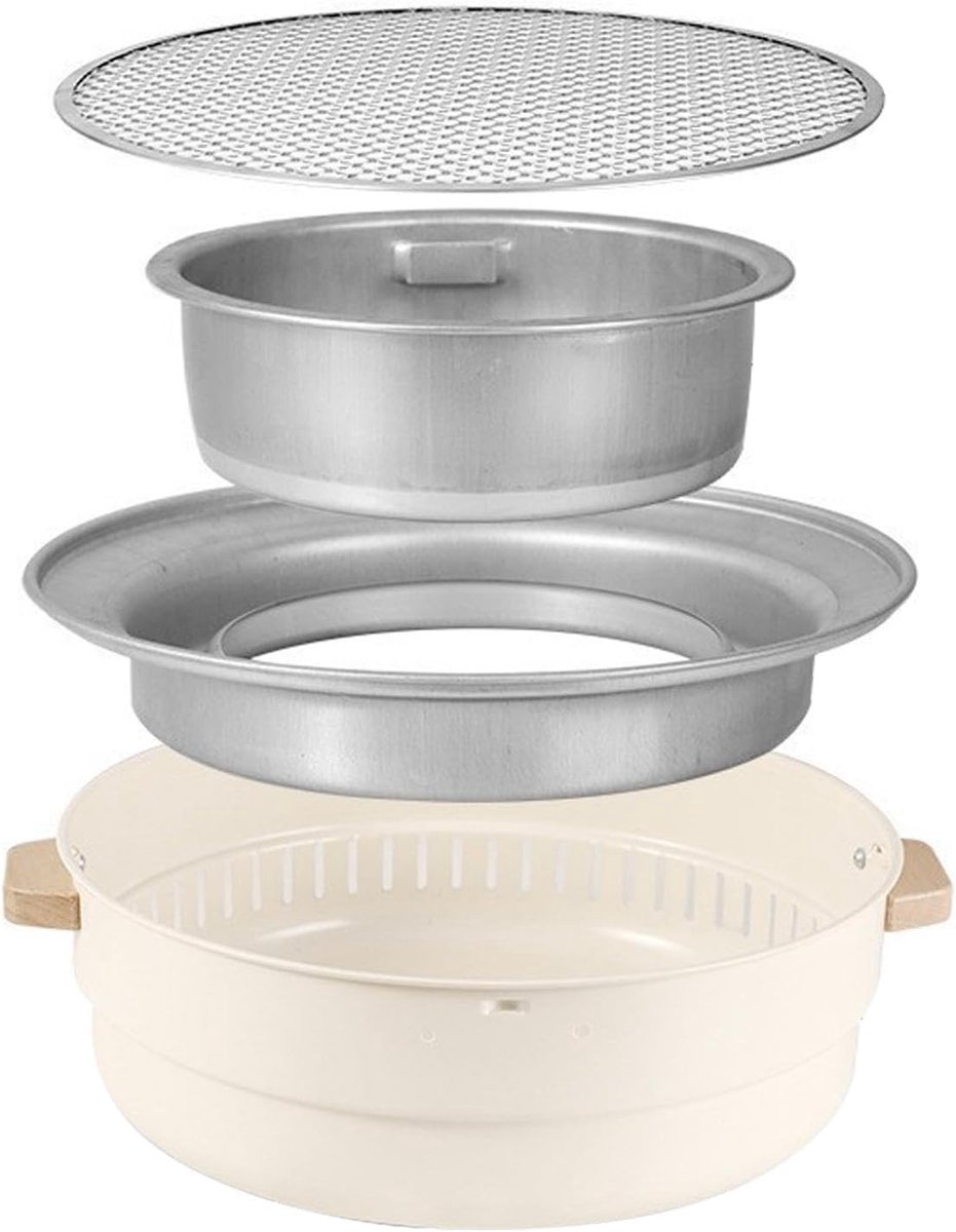 Houtskoolgrill - Draagbare BBQ - Binnen en buiten - Waterkoeling bodem - 31x10 cm