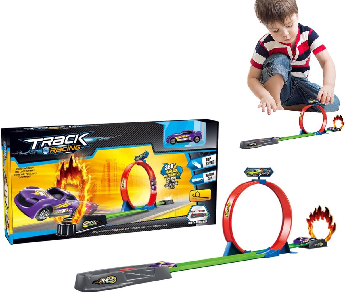 Speelgoed racebaan - Autobaan set - Kinderen spelen - Flexibele slalom - 42.6 x 20.4 x 5.5 cm