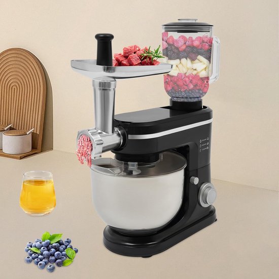 Keukenmachine Mixer - Apparaat Deeg Blender - Bakken Sap Maken - 6 Liter Kom - 35x18x55 cm - Zwart — afbeelding 5