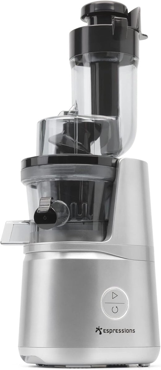 Slow Juicer - Sapcentrifuge - Gezond Sap Maken - Automatische Terugslag - Grote Invoer - Grijs RVS — afbeelding 4