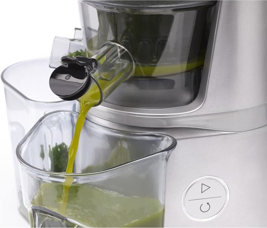 Slow Juicer - Sapcentrifuge - Gezond Sap Maken - Automatische Terugslag - Grote Invoer - Grijs RVS — afbeelding 2