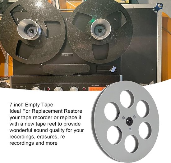 Lege Tapespoel - Open Reel - Audio Opname - 6 Winddichte Gaten - 7 Inch Diameter - Grijs — afbeelding 3