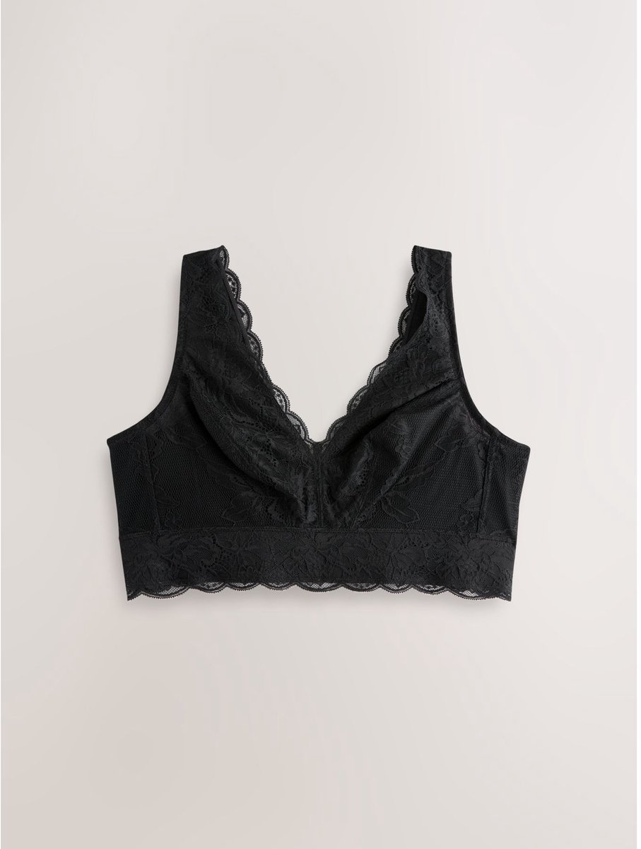 Next Dames - Beha zonder vulling en zonder beugel, met kant en volledige ondersteuning - Zwart Black