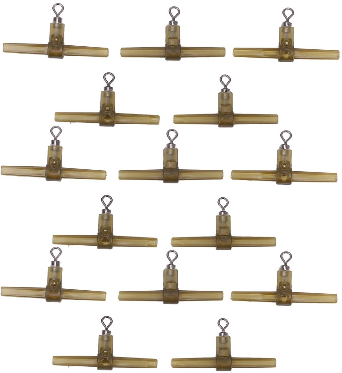Allecto - Carp Hook Link - Helicopter Rig - Fish Tackle - Military Green - Anti Sleeves - Side Bend - 15PCS - Geschikt voor vissen