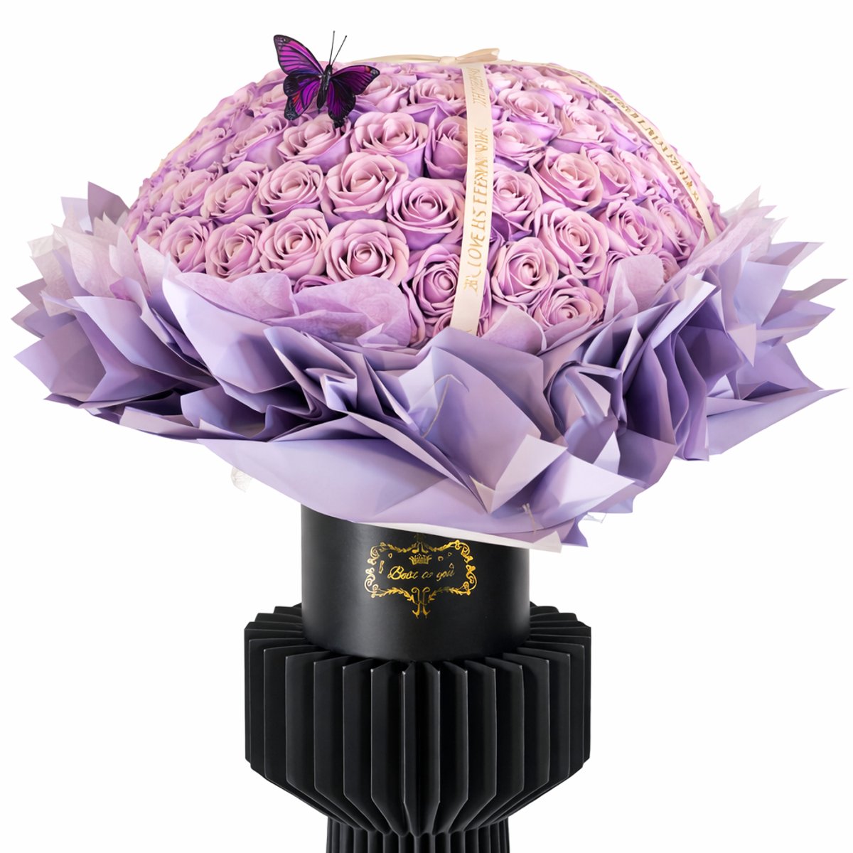 La Roselle Amsterdam Kunstbloemen Rozenbox 200 rozen- Geurende Paarse/lila Boeket Paars lila / licht en donker paars tinten