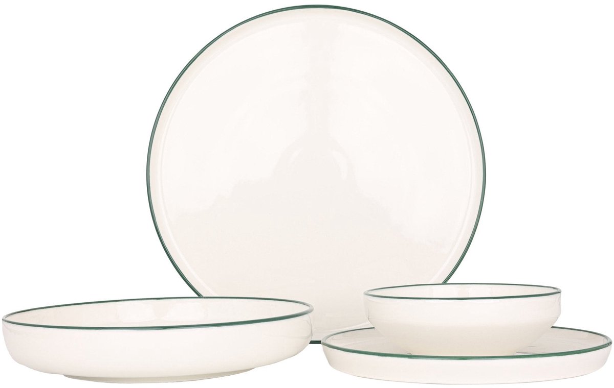 Rinart Serviesset (Large) - Green Edge - 24 delig - 6 persoons - Porselein