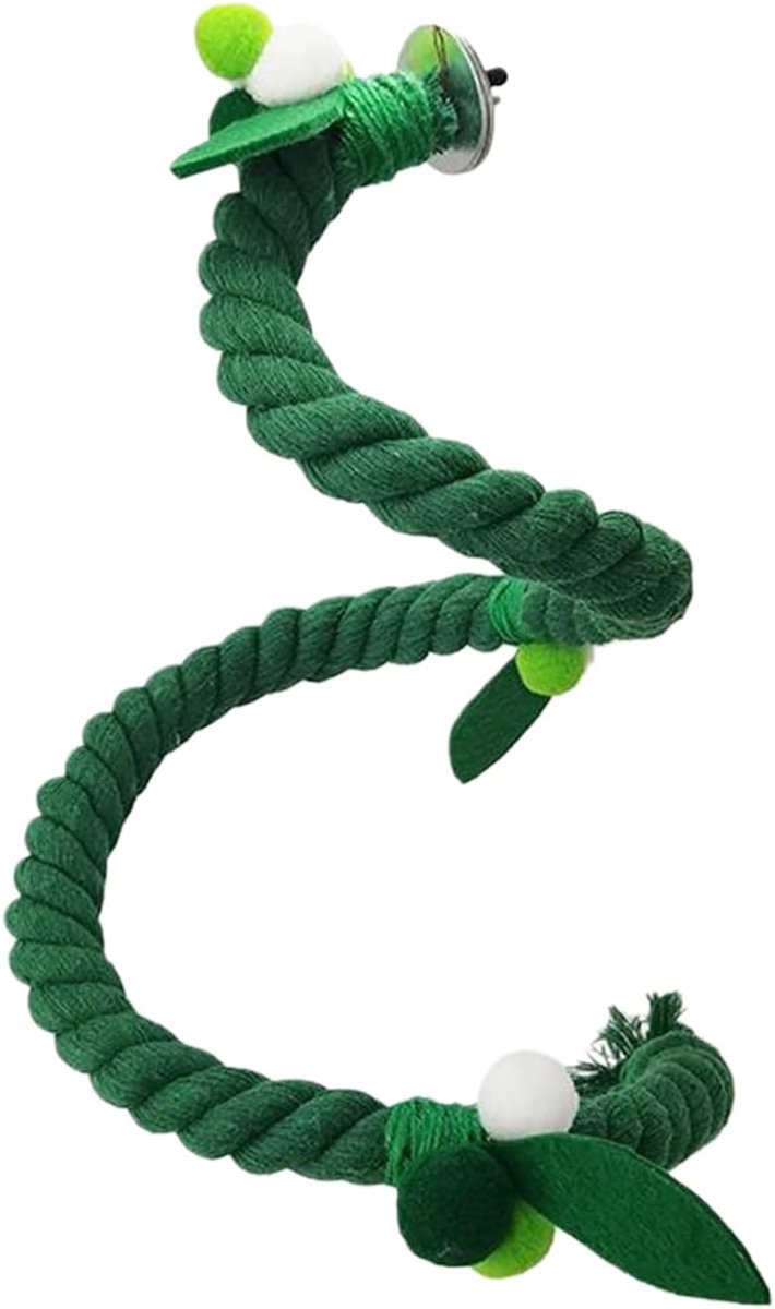 Vogel Speeltouw - Klimtouw Vogelkooi - Vogel Beweging - Buigzaam Vormbaar - 100 cm Lengte - Groen