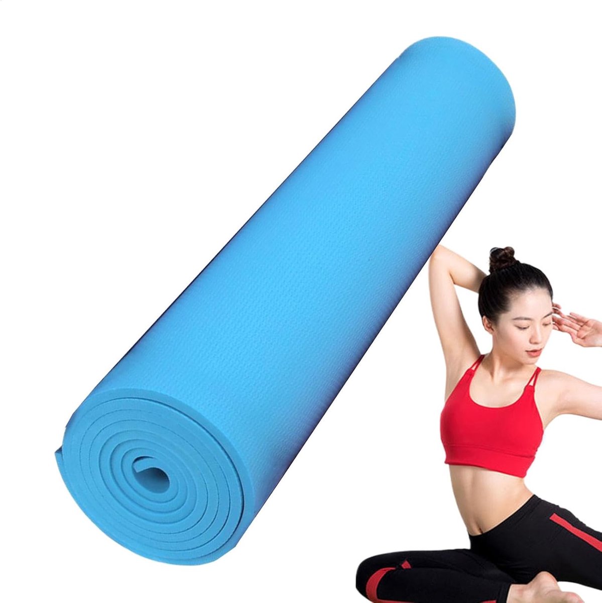 Yogamat - Fitnessmat Sportmat - Thuis Sporten - Antislip Textuur - 61 x 11 x 11 cm - Blauw