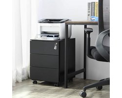 Ladeblok Zwart - Ladeblok Bureau Met Slot 3 Lades 55 x 45 x 39 cm