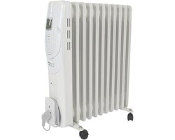 Olieradiator 2500W - Elektrische Verwarmer - Extra Warmte - Veilig en Mobiel - 11 Ribben - Wit