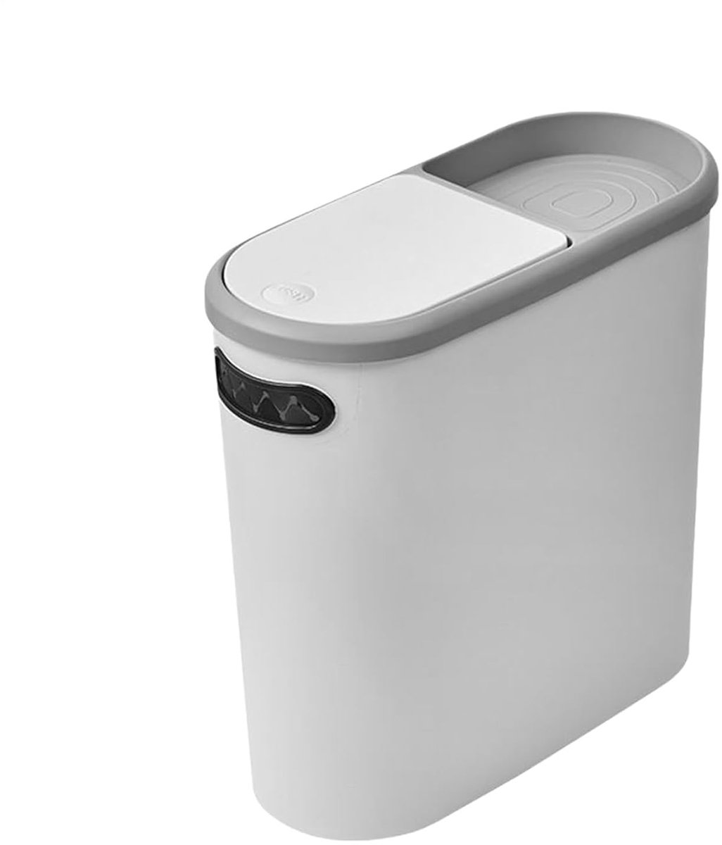 Prullenbak Smal - Afvalbak Keuken - Dagelijks Afval - Drukdeksel Ontwerp - 10 Liter Capaciteit