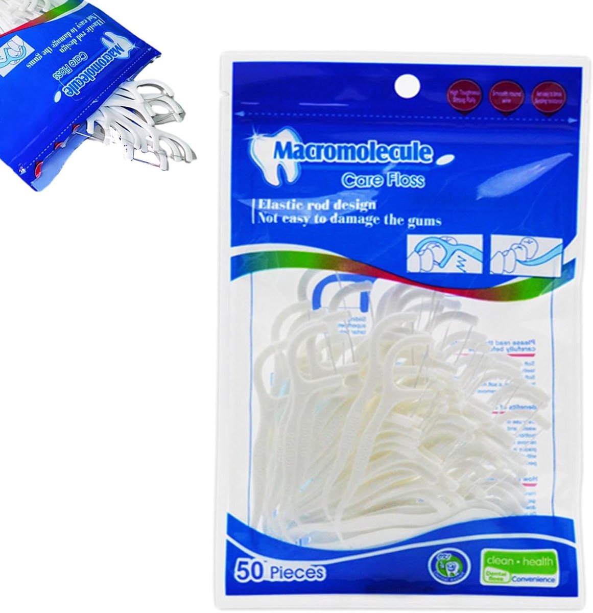 Tanden Flosser Picks - Tandenstokers Flossers - Dagelijkse Mondhygiëne - Handige Ritsverpakking - 50 Stuks