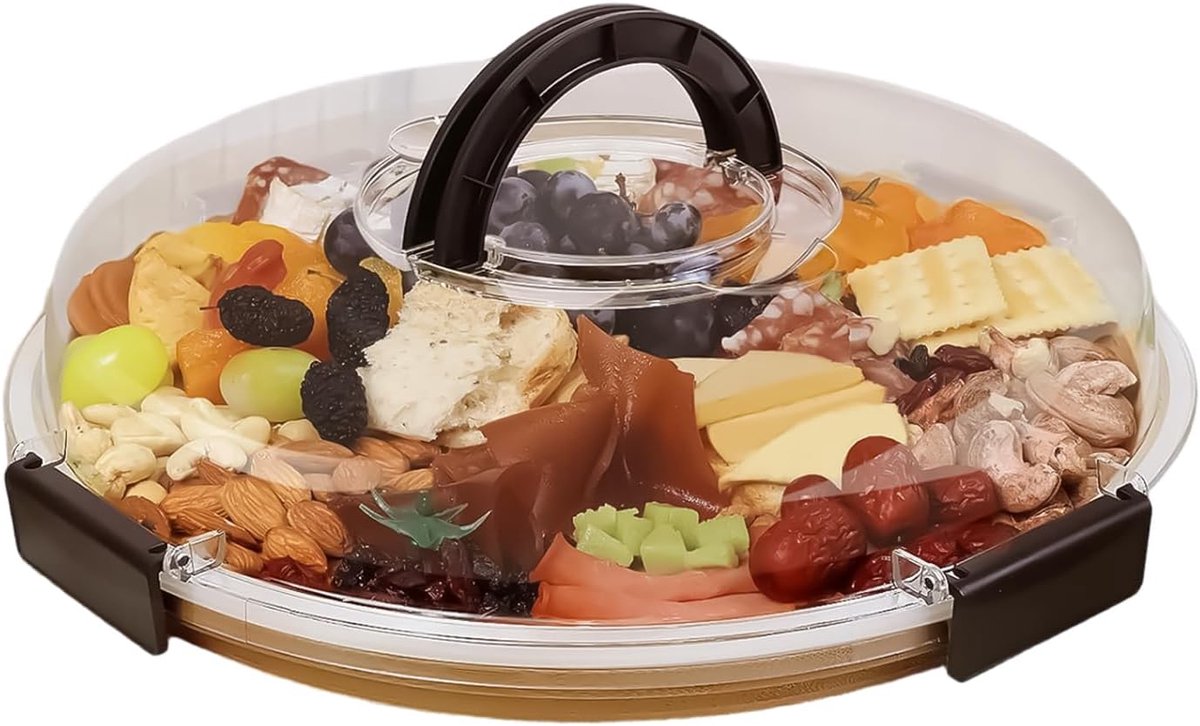 Hapjesplank met Deksel - Dienblad 5 Vakken - Eten Serveren - Lekvrij Ontwerp - 37 x 37 x 10 cm