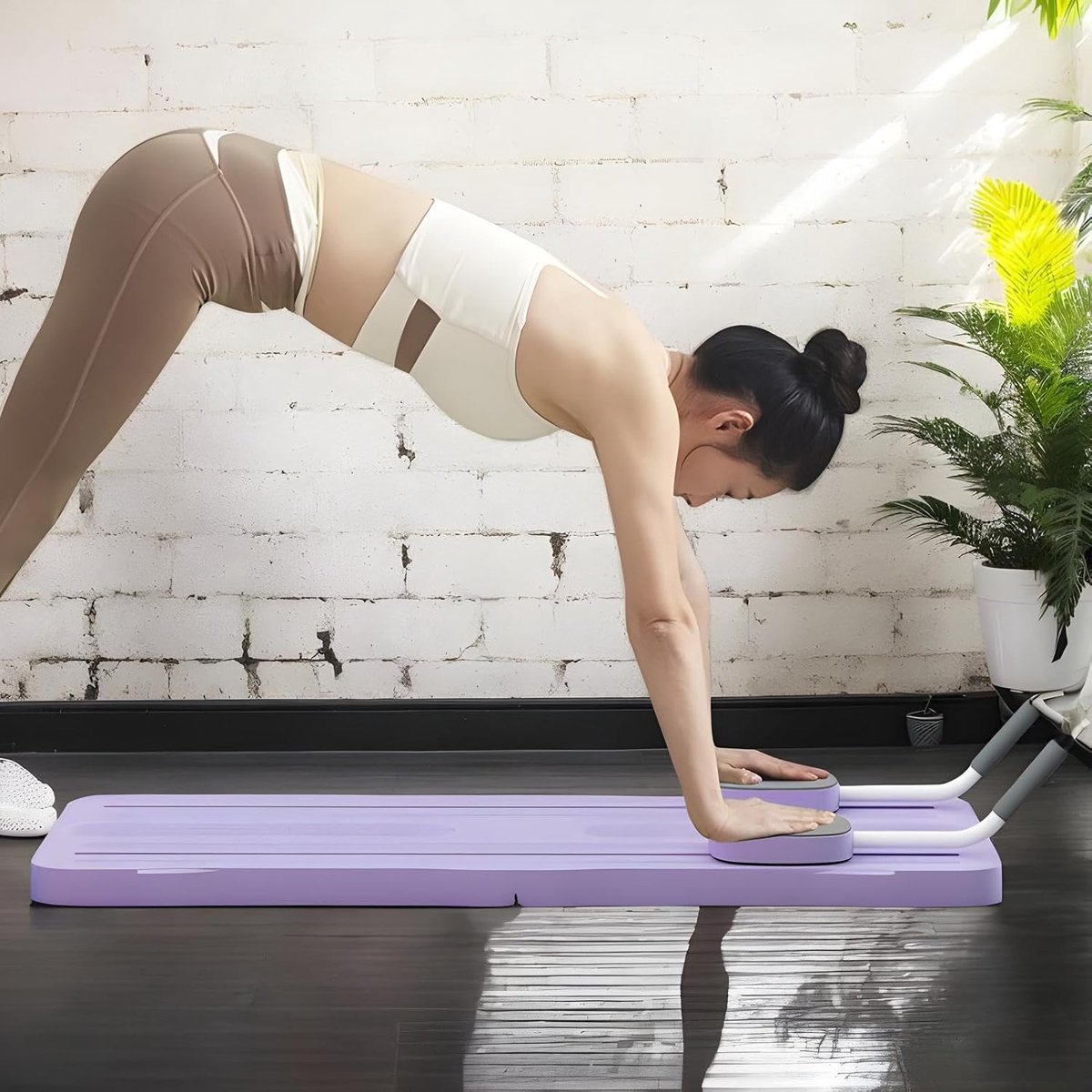Pilates Trainingsboard - Fitness Apparaat - Kernversterking Thuis - Opvouwbaar Ontwerp - 105x40cm - Paars