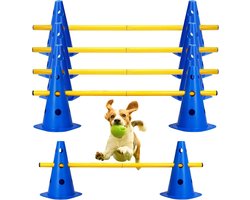 Honden Behendigheidset - Cavaletti Horden - Coördinatie Training - Instelbare Hoogte - 10 Kegels 5 Stangen - Meerdere Kleuren