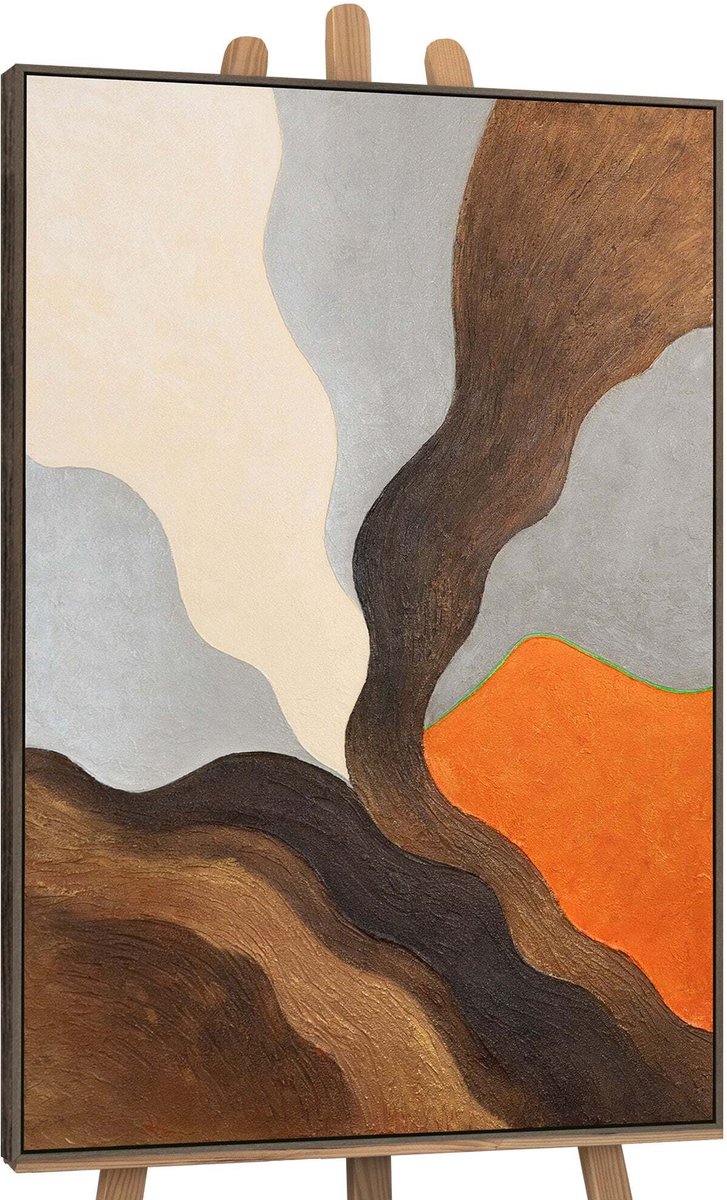 YS Canvas schilderij 140x100 cm handgeschilderd avondheuvels – YS-Art Gallery – Lijst: Grijs – Luxe wanddecoratie Grey