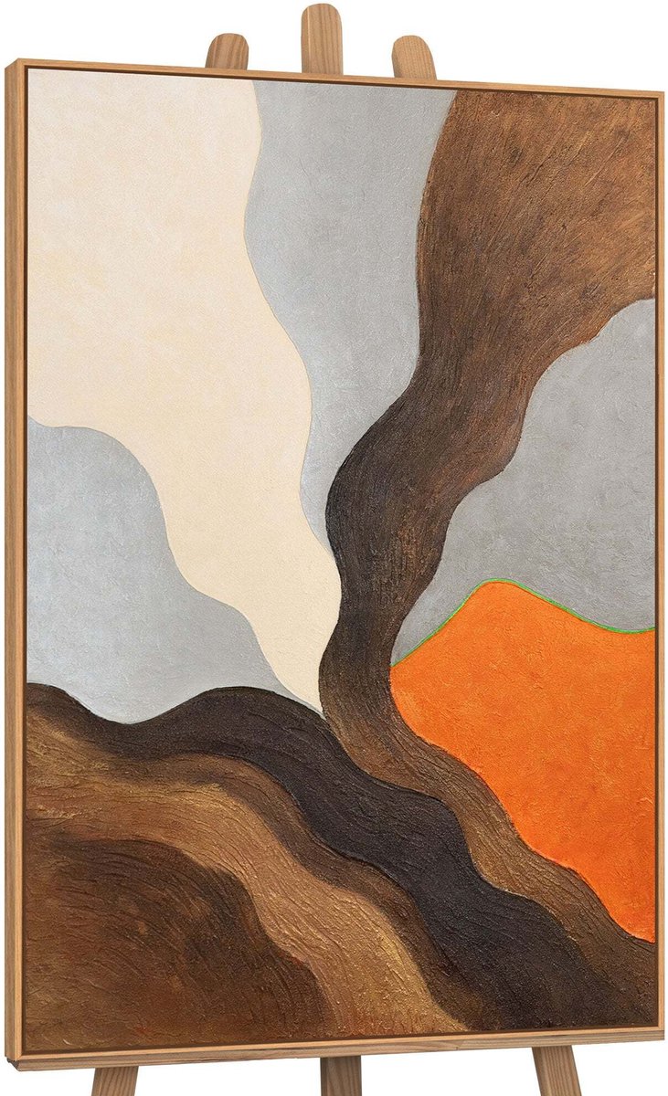 YS Canvas schilderij 140x100 cm handgeschilderd avondheuvels – YS-Art Gallery – Lijst: Hout – Luxe wanddecoratie Wood