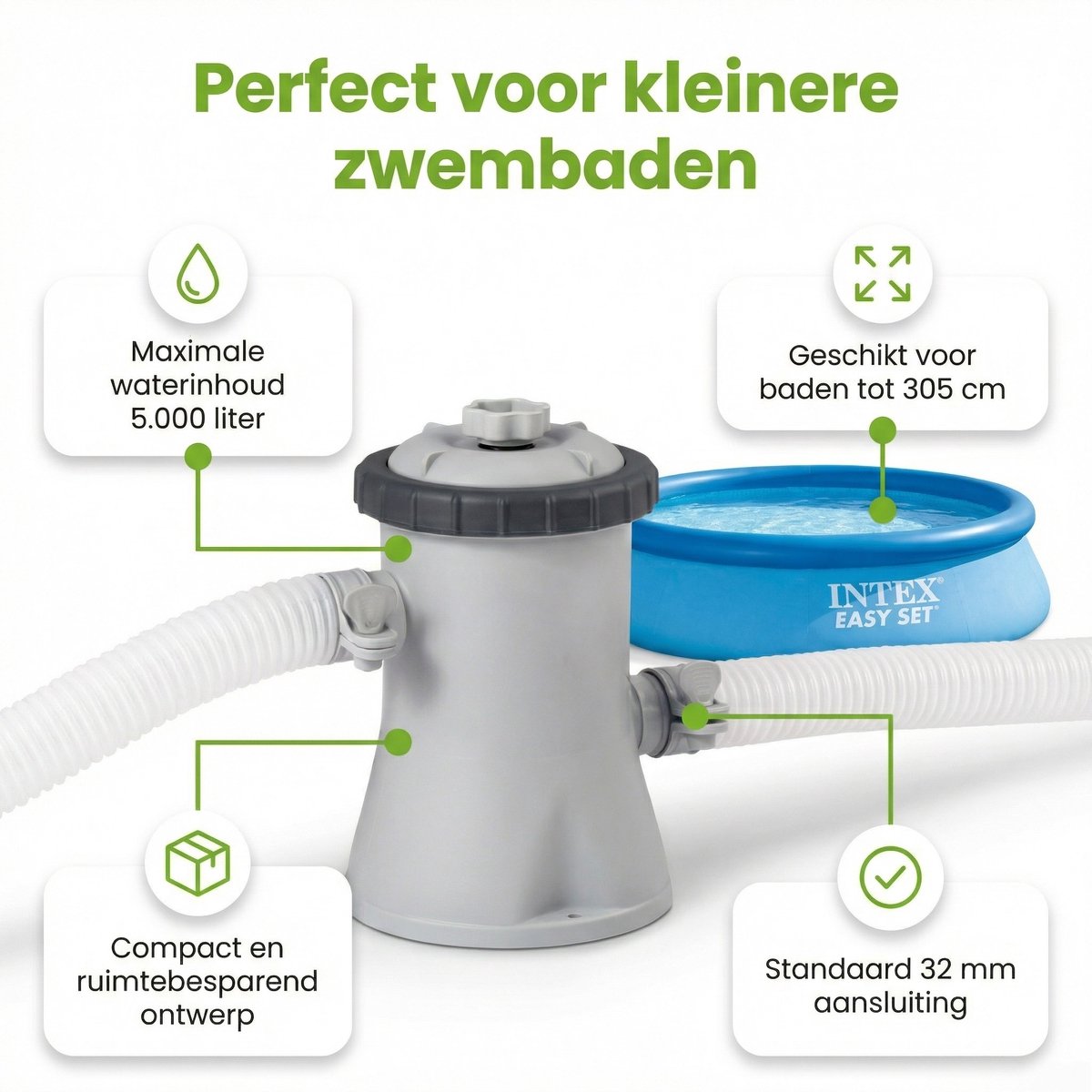 Intex 28602GS Filterpomp - 1.250 liter per uur - Zwembadfilterpomp - Filterpomp Zwembad - Zwembadwater Filteren - Watercirculatie Zwembad - Filterpomp 1250 L/h – foto 4
