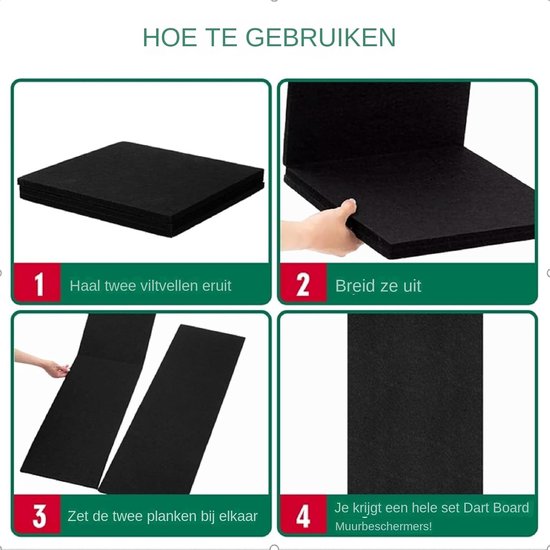 Dartbord Muurbeschermer - Achterplaat Omranding - Muur Beschermen - Opvouwbaar Vilt Ontwerp - 60x90CM - Zwart — afbeelding 5