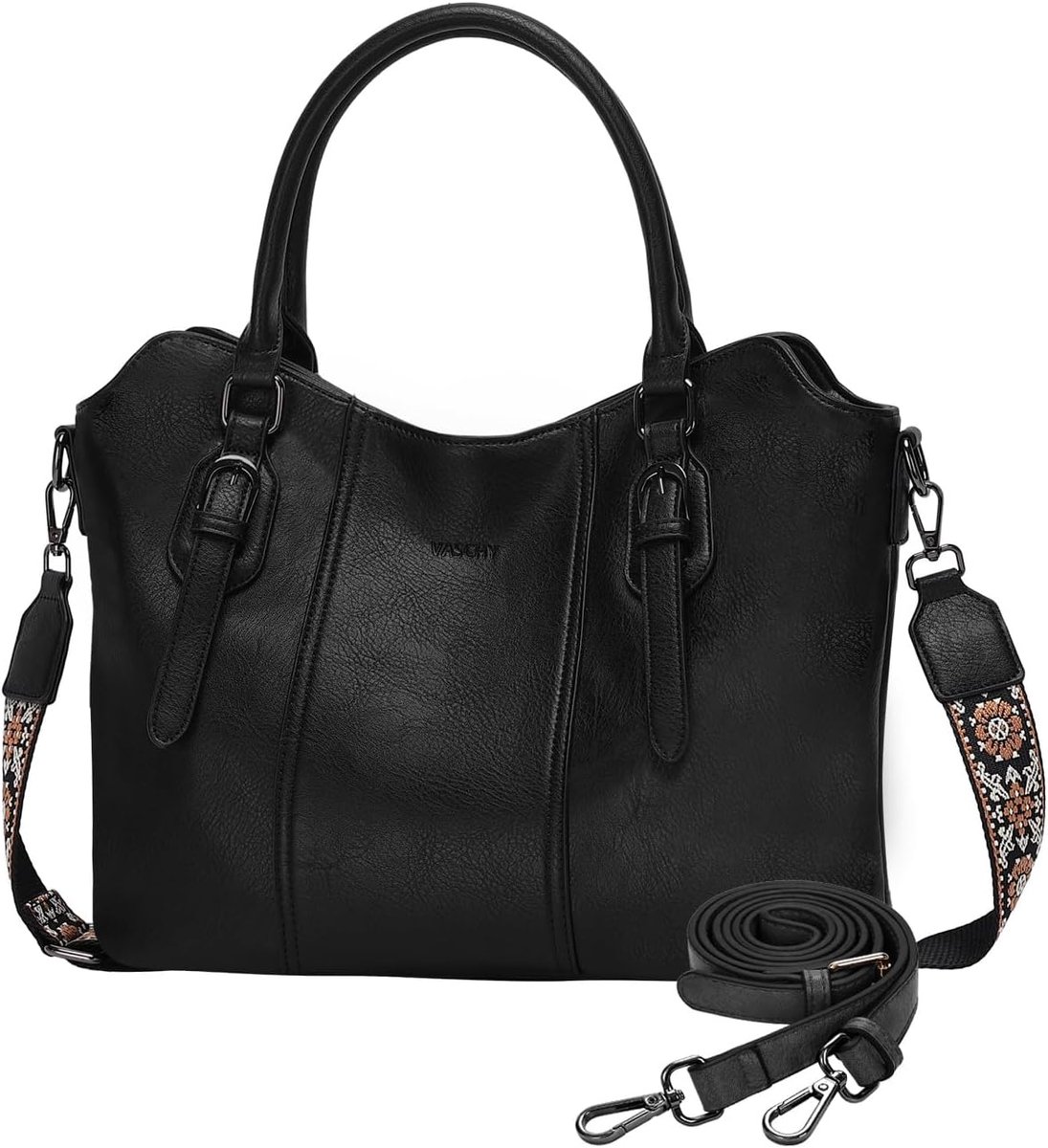 Dames Handtas - Schoudertas Tote - School Werk - Lichtgewicht Leer - 34x16x30cm - Bruin