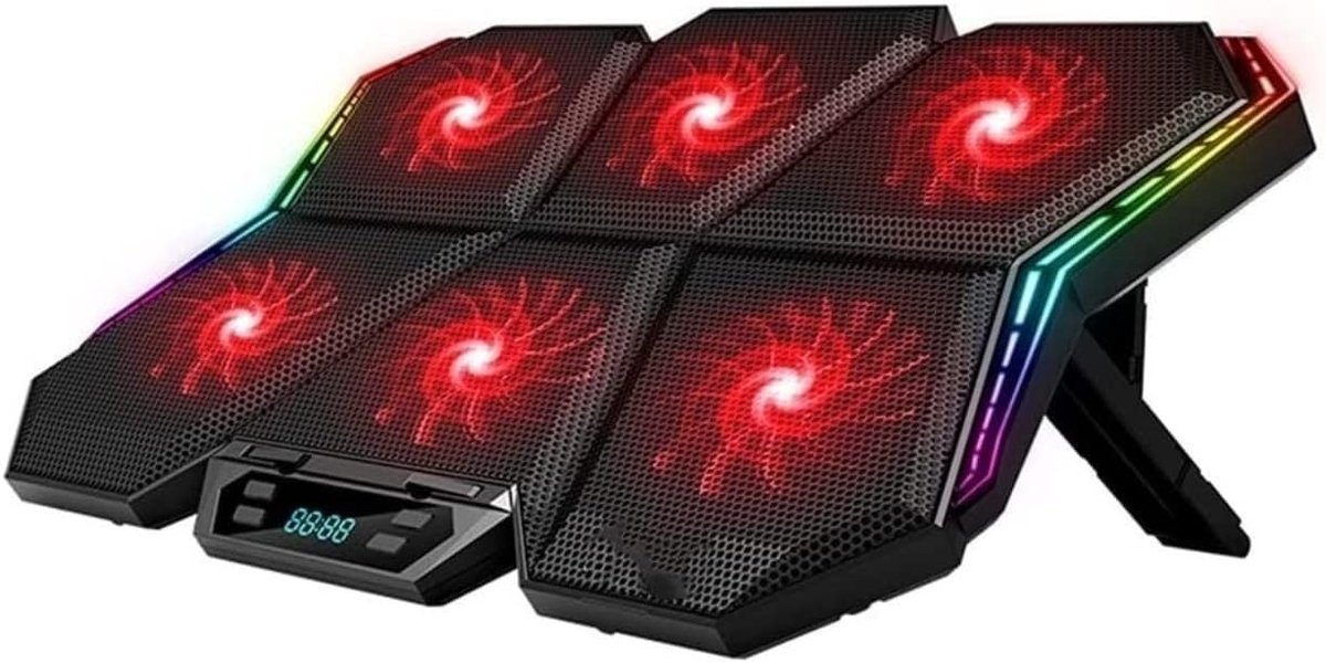 Laptop Koeler - Koelstation Ventilator - Gaming & Werk - Verstelbare Hoogte - 17 Inch Compatibel - Zwart
