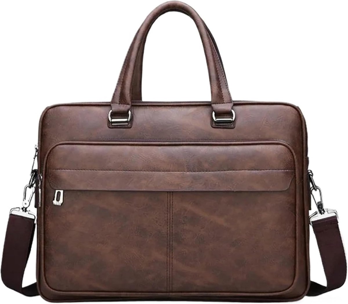 Leren Schoudertas - Aktetas Heren - Zakelijke Reizen - Waterdicht PU Leer - 38x27x6 cm