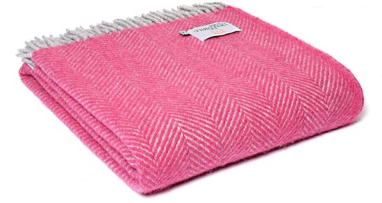 Plaid Visgraat Roze en Zilver - 150x183 - Nieuw Wol - Tweedmill UK