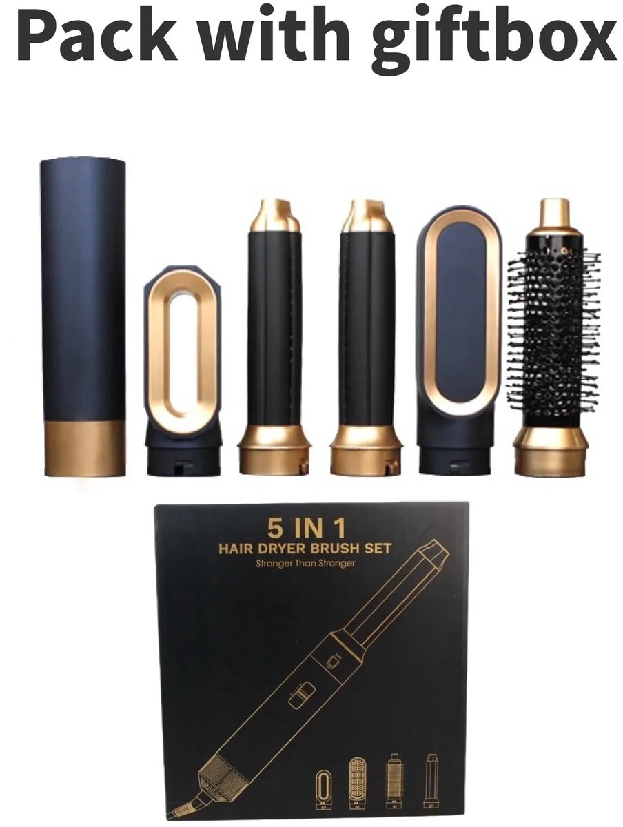 Zolara 5-in-1 Hair Styler Föhn - Multistyler met krultang, stijltang en haarborstel - Föhn met Opzetstukken - Haarstyling Tool - 220-240V - Haardroger - Fohnborstel