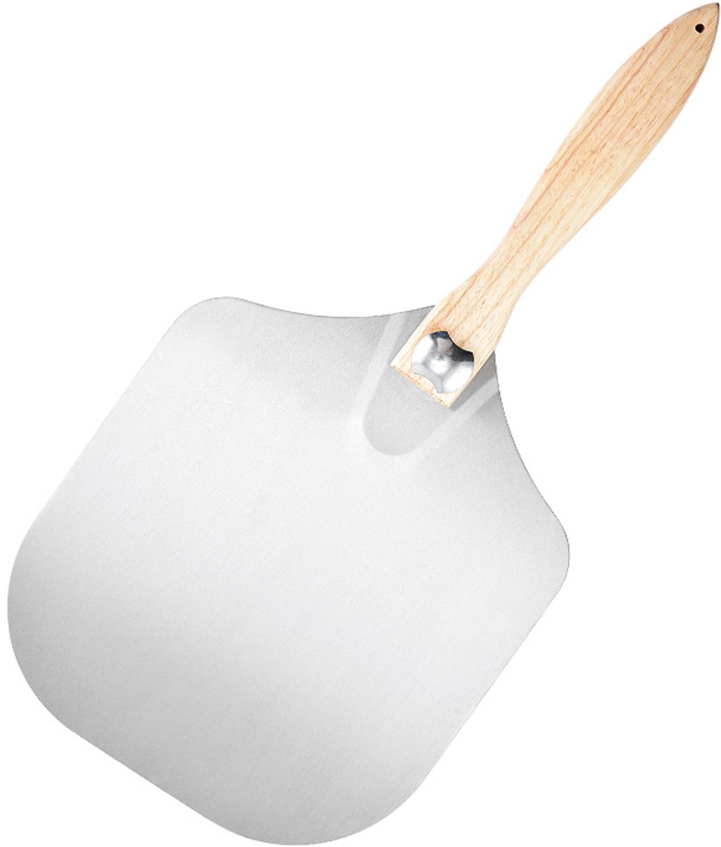 Pizzaschep 30 cm – groot aluminium blad, stabiel, inklapbare houten steel