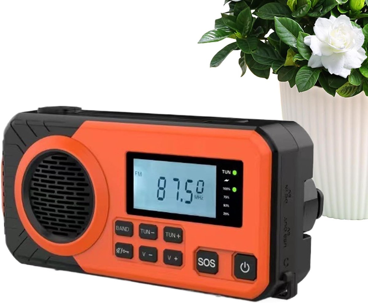 Draagbare Radio - AM FM Ontvanger - Outdoor Entertainment - Zonne-energie en Zwengel - 15 x 5 x 8 cm