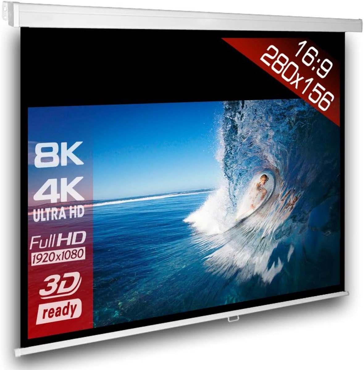 Projectiescherm Handmatig - Beamer Scherm - Thuisbioscoop Presentaties - Vlakke Doek Liggng - 280 x 204 cm - Wit