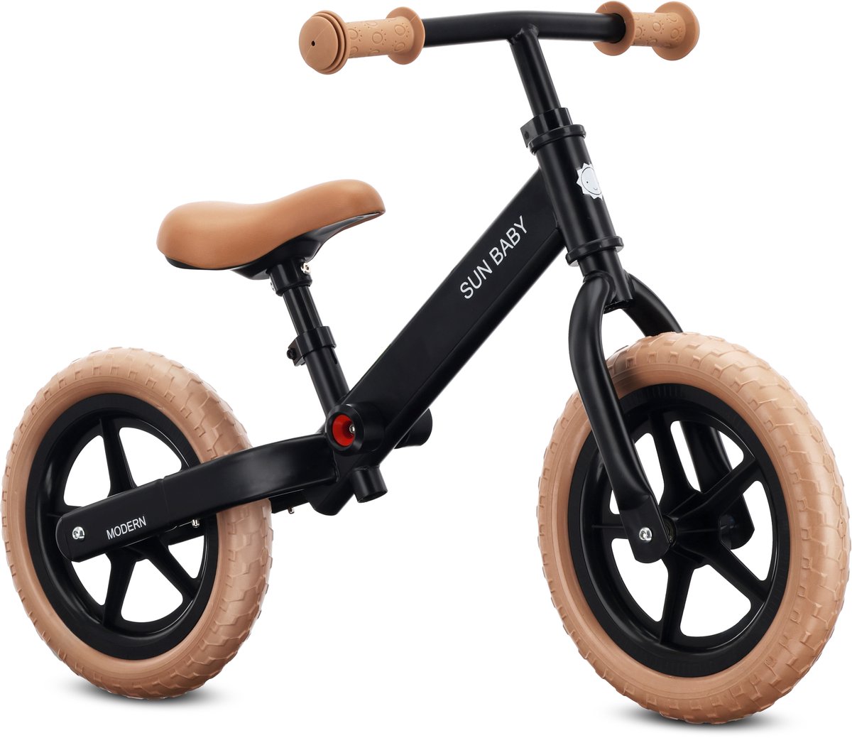 sun baby Loopfiets voor Kinderen Modern - 2 jaar, max. 30 kg, Loopfietsen, stalen frame, EVA-wielen, verstelbaar zadel en stuur - Zwart