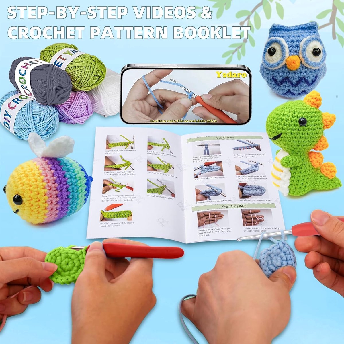 BOTC Haakpakket voor beginners -Beginners haakset - Amigurumi haakpakketten - 6 stuks — afbeelding 6