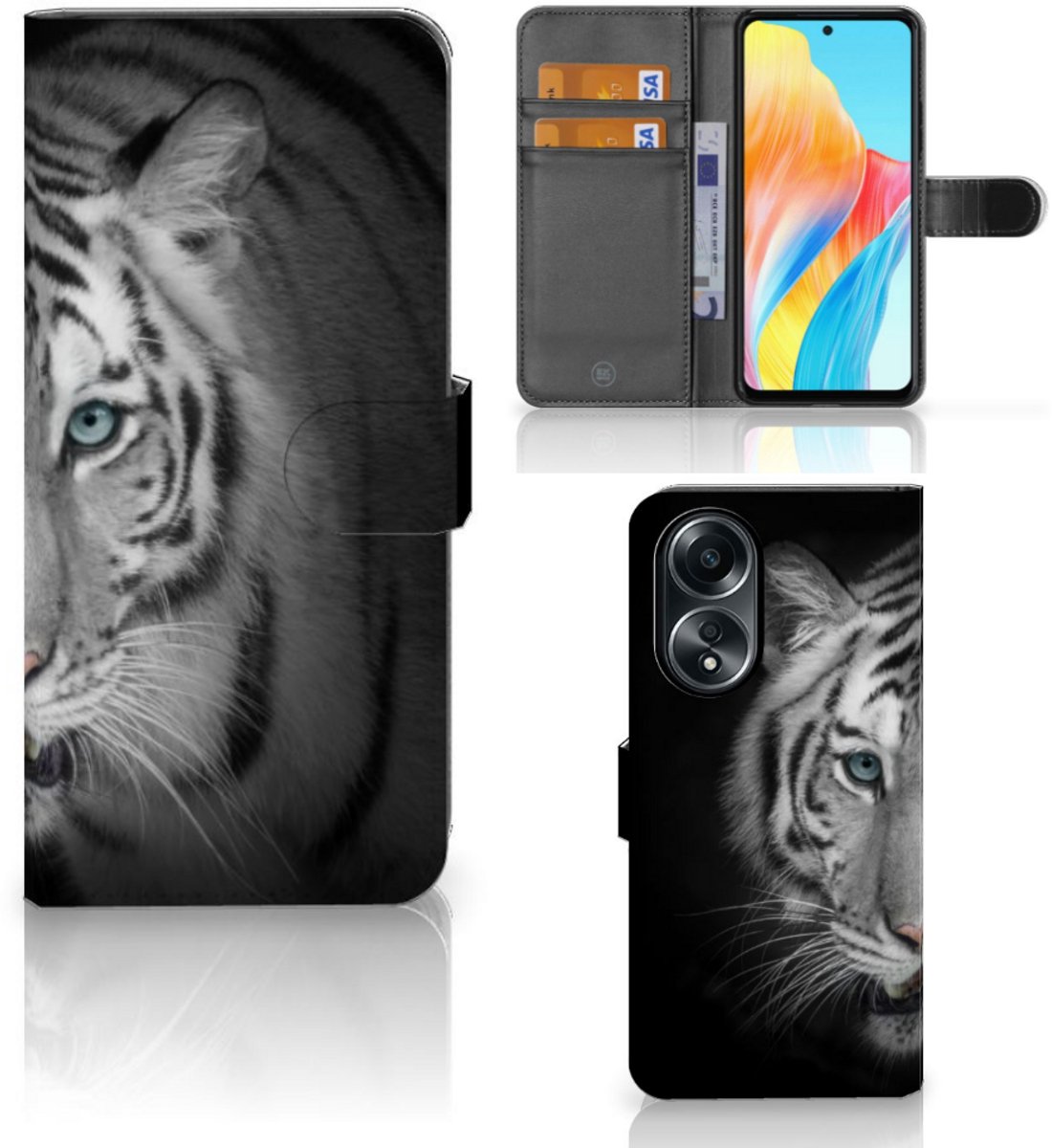 OPPO A58 4G Telefoonhoesje met Pasjes Tijger