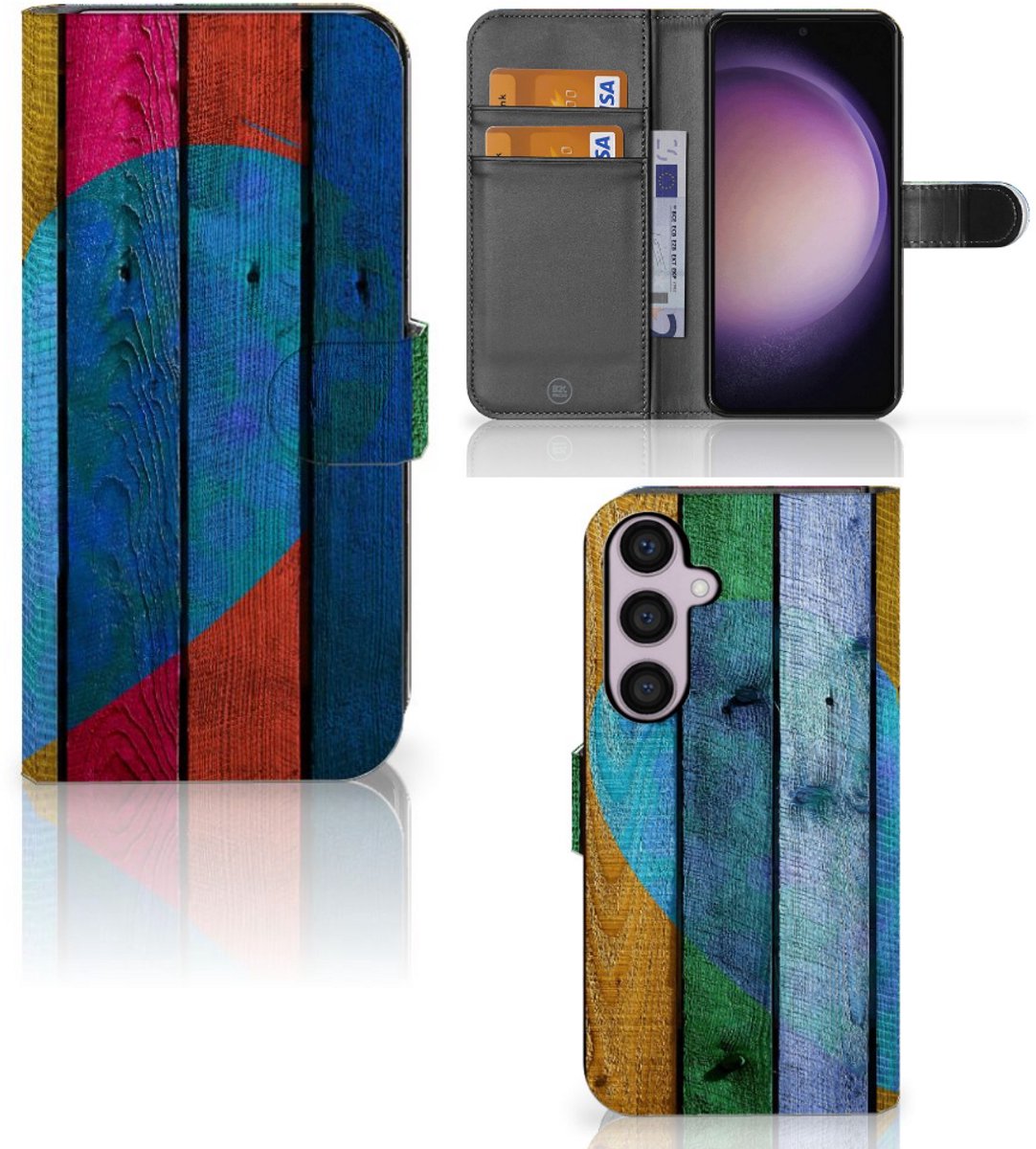 Samsung Galaxy S24 Plus Book Style Case Wood Heart - Cadeau voor je Vriend