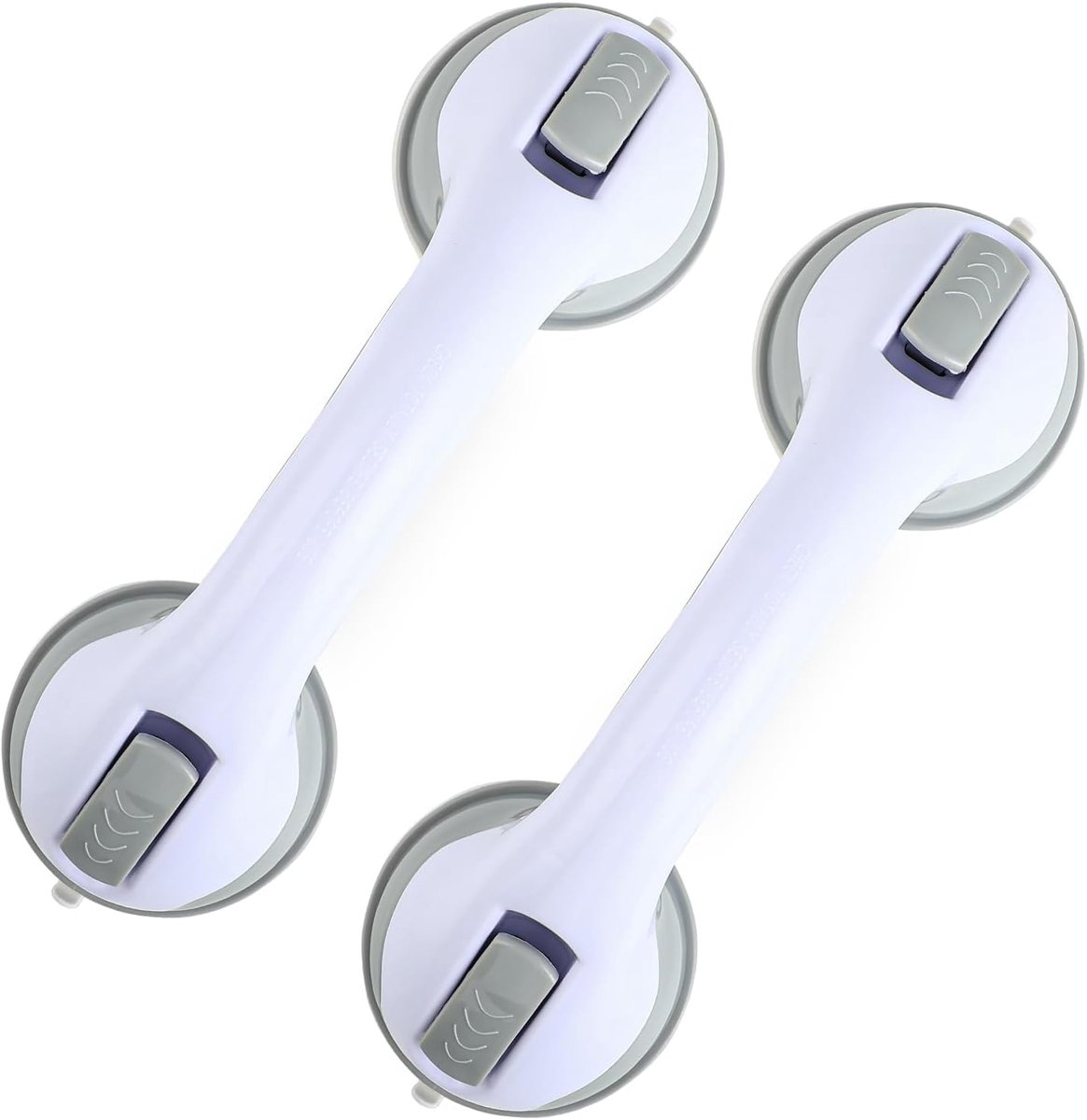 Set van 2 badkuip- en douchegrepen van 30 cm – Met sterke zuignappen – Veiligheidsbeugels voor douchestoelen en badkamer – Geschikt voor senioren (grijs-wit)