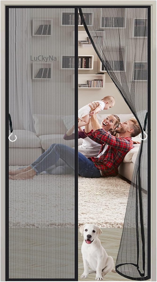 Magnetisch klamboe voor deur 125 x 225 cm Magnetische vliegengaas-gaasgordijn met krachtige magneten Automatisch Sluiten voor balkon woonkamer schuifdeur terrasdeur - Zwart